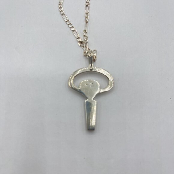 925 Sterling Silver Turquoise Key Pendant Necklace 18" - Picture 6 of 7